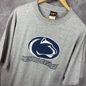 Penn State Nittny Lions T-Shirt Embroidered Mens‎ 2XL Grey Blue Vintage 90's TSI